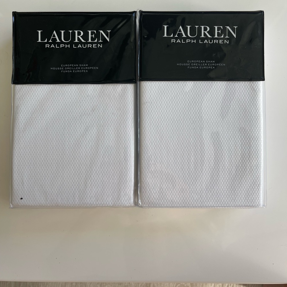 New Ralph Lauren Eden White Baby Blue European Sham Set of 2. $270